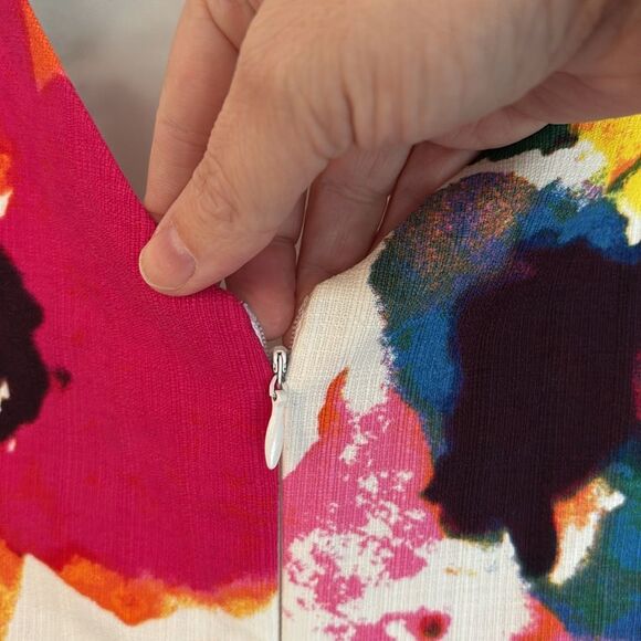 ELIZA J | 6 | Watercolor Floral A-Line Cocktail Belted Sheath Shift Dress EUC! - Picture 11 of 14